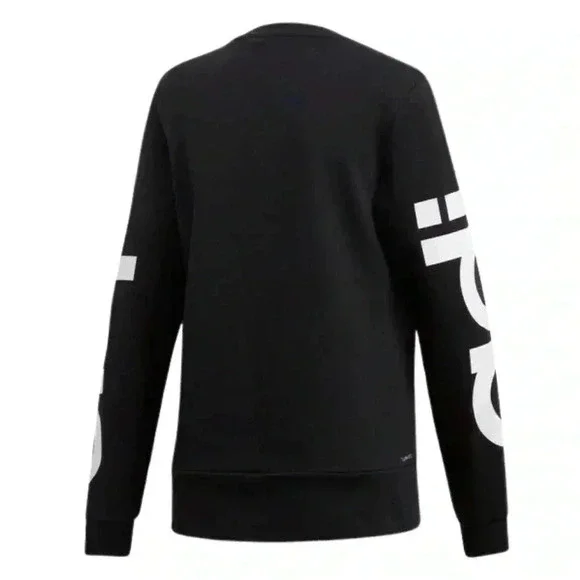 ADIDAS Essential Crewneck Sweatshirt - Black with white logo - Size Med (12/14) - Picture 6 of 13